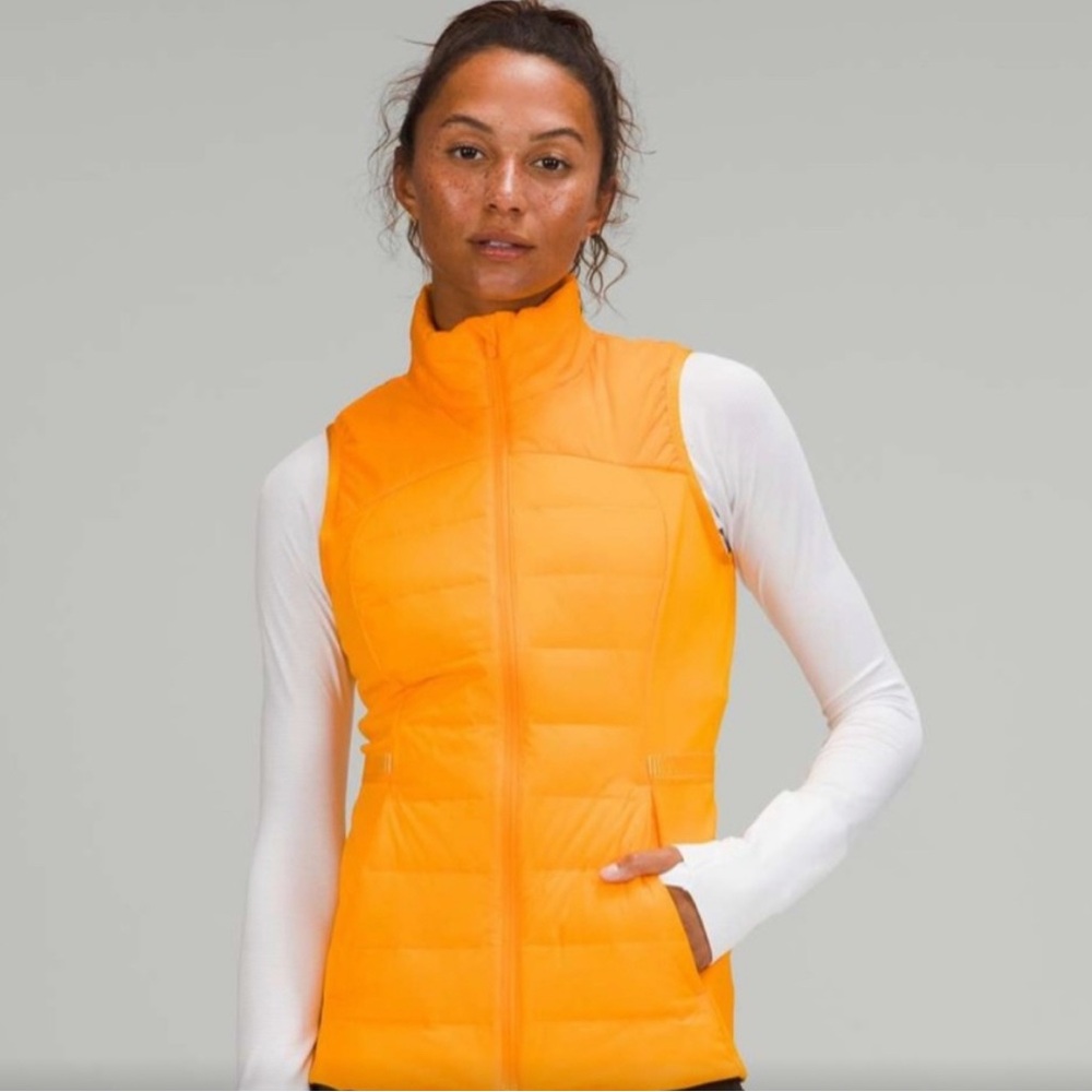 Lululemon down for it all vest, sizze 4 in tangerine